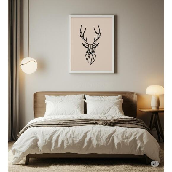 Modern 3D Printed Geometric Deer Head Wall Art Minimalist Faux Taxidermy Decor - Picture 2 of 5
